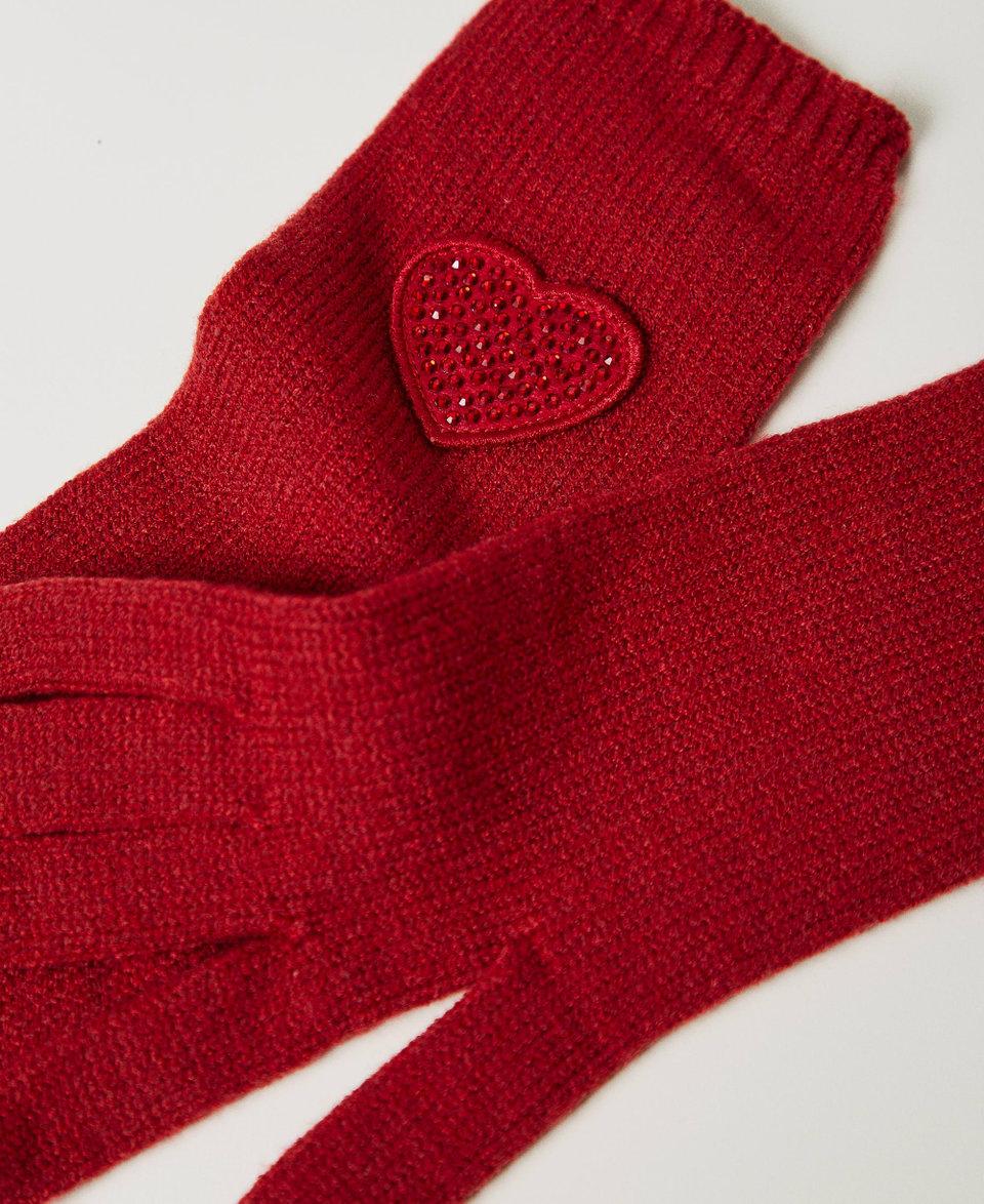 Twin Set Guanti in maglia con patch a cuore Nuovo