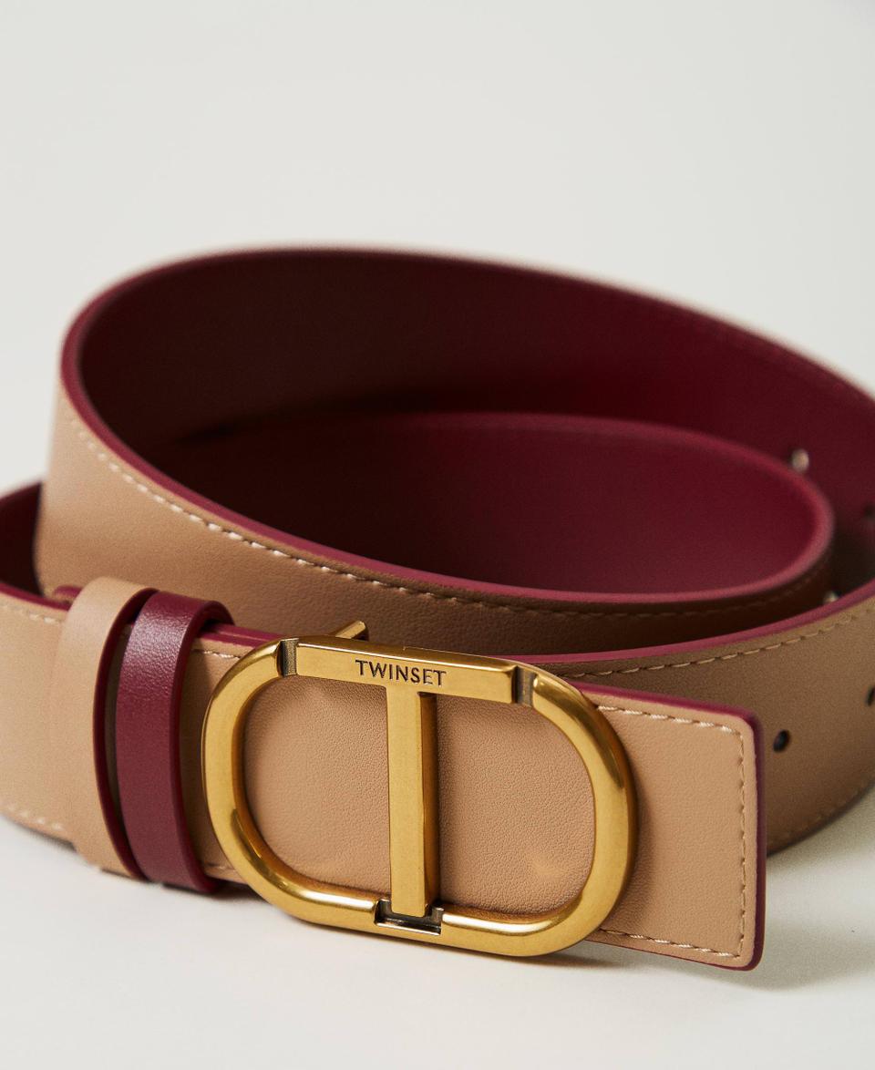 Twin Set Cintura reversibile in pelle con Oval T Qualità
