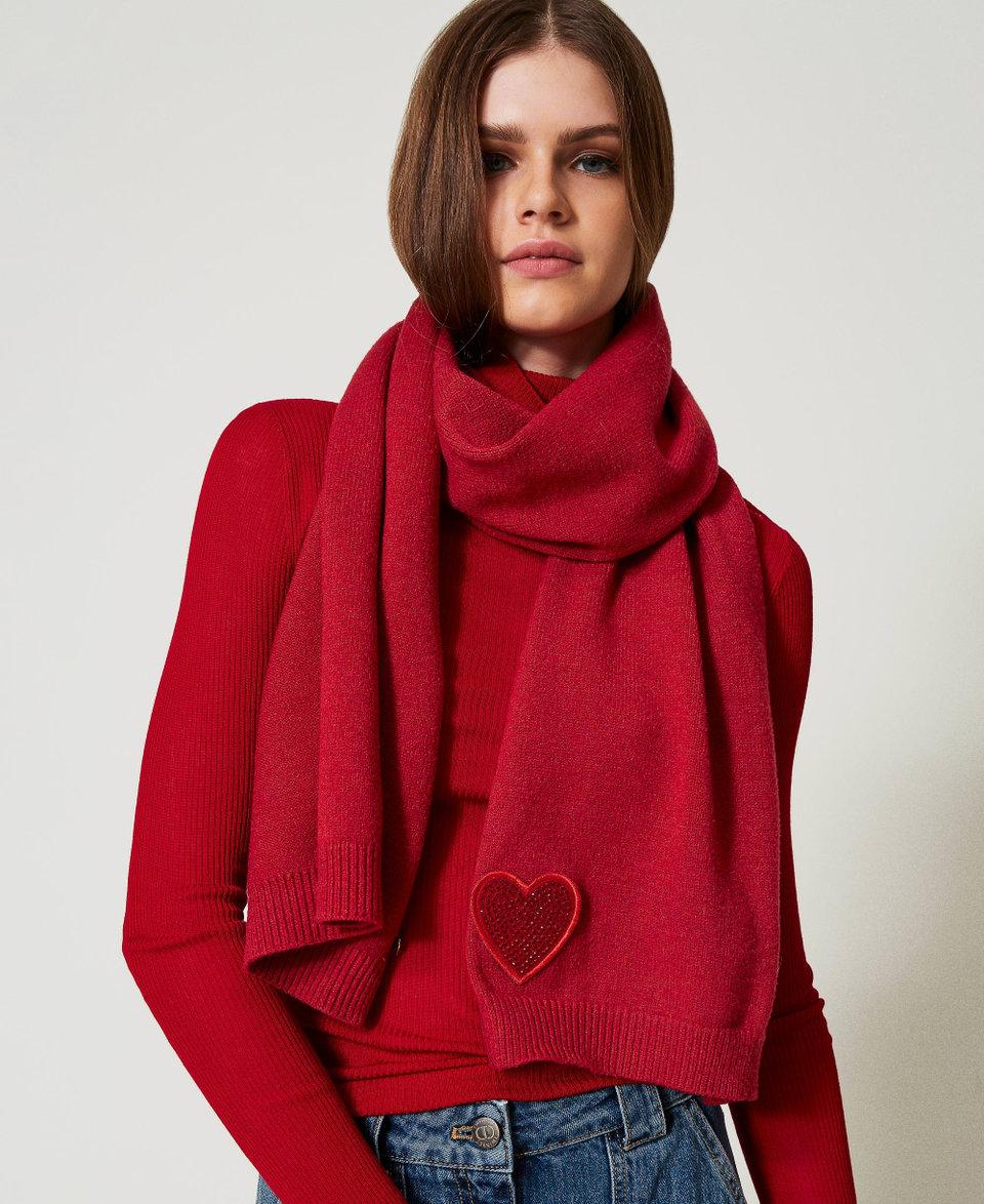 Twin Set Sciarpa in maglia con patch a cuore Vendita