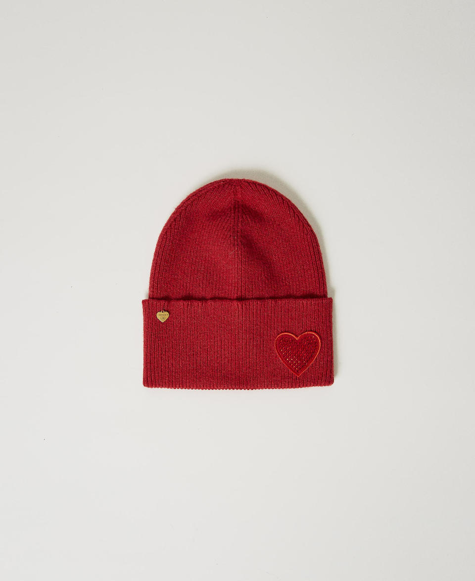 Twin Set Berretto in maglia con patch a cuore Promozione