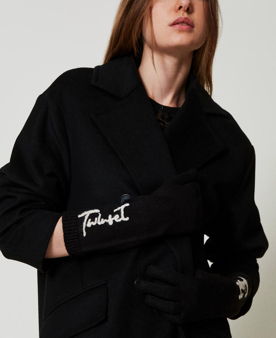 Twin Set Guanti in maglia con ricamo logo Qualità Garantita