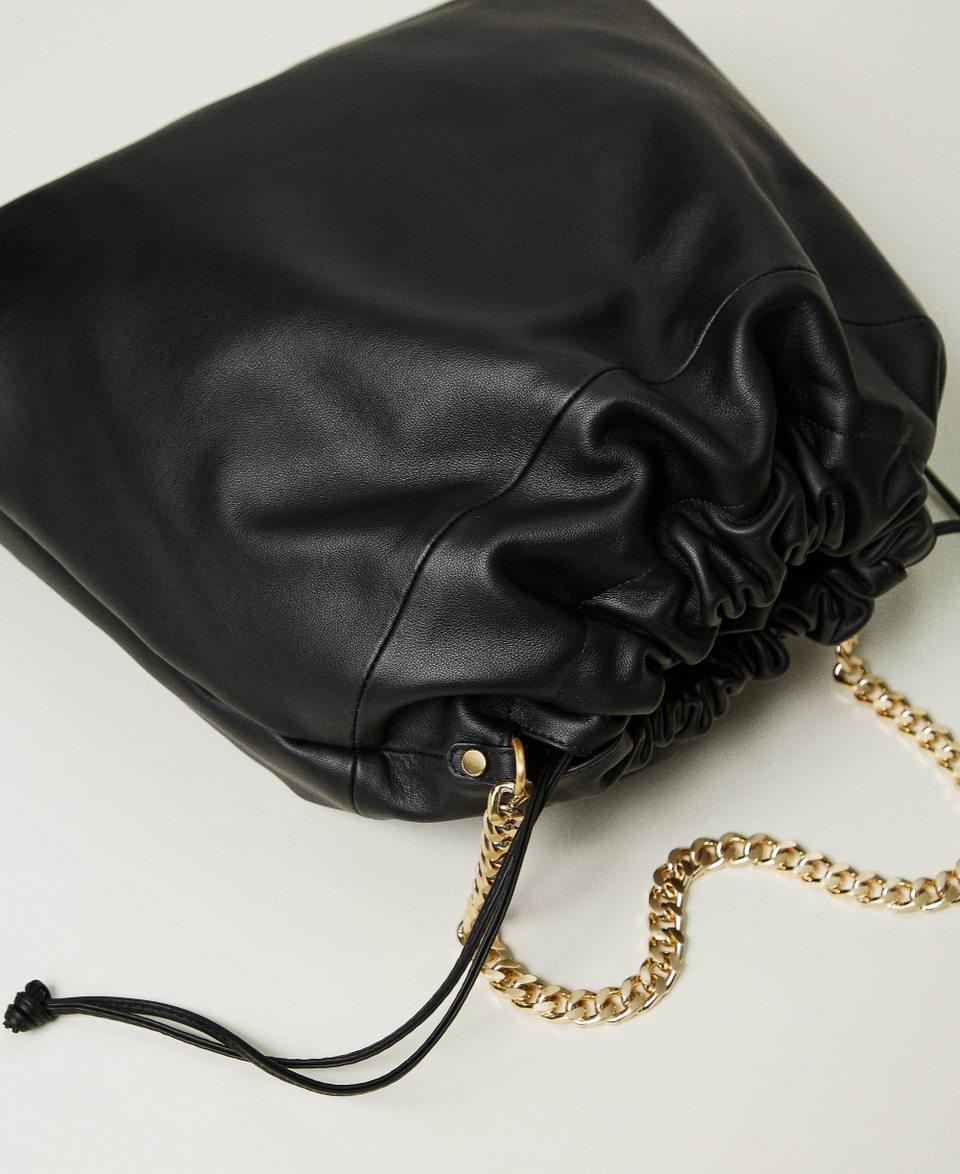 Twin Set Borsa shopper grande in pelle con coulisse Outlet