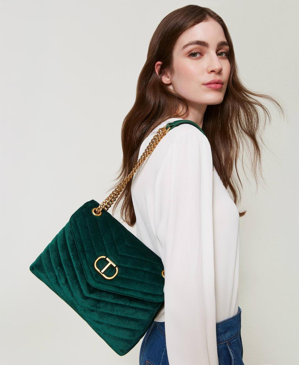 Twin Set Borsa a tracolla 'Dreamy' media in velluto Saldi