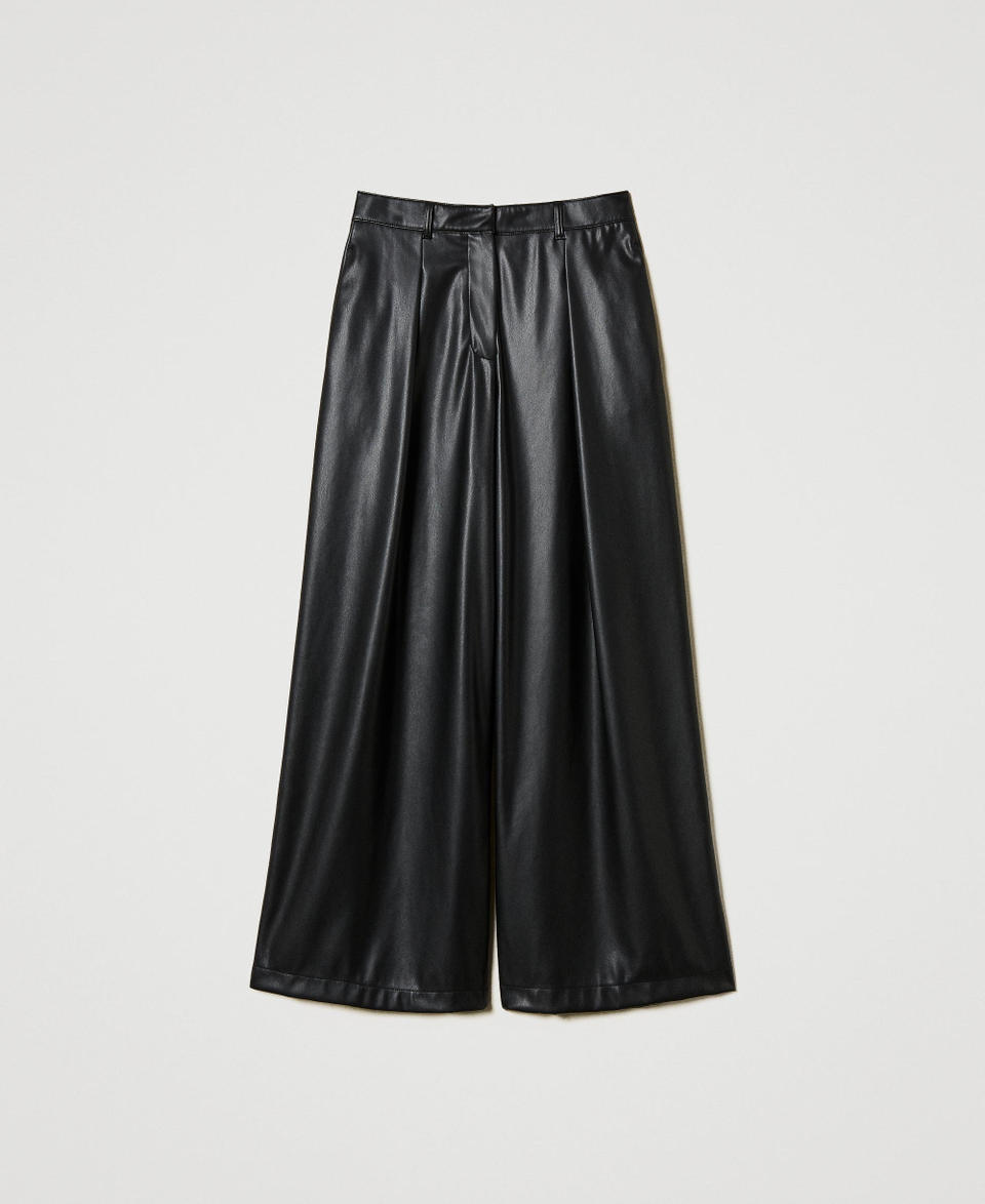 Twin Set Pantaloni wide leg effetto pelle Negozio