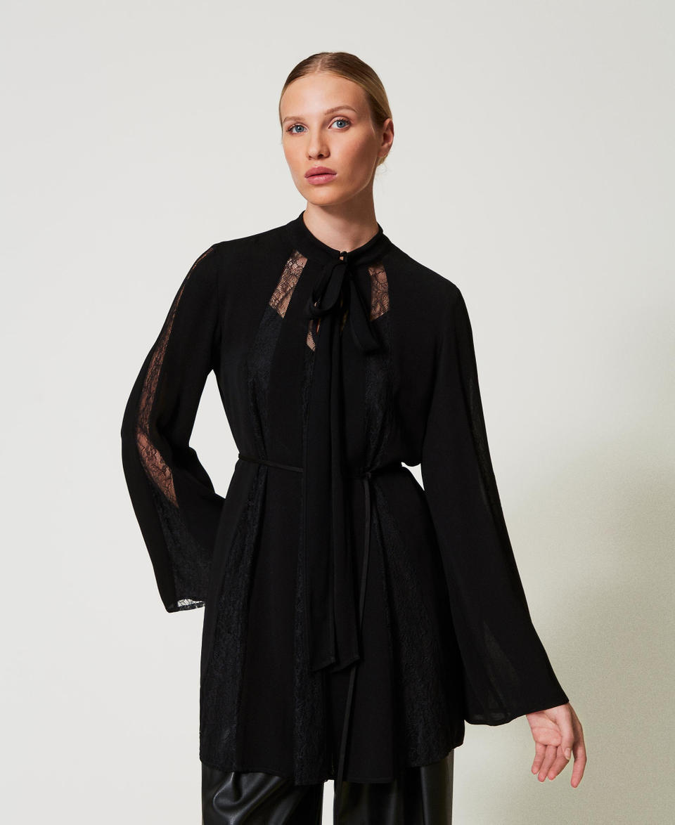 Twin Set Tunica in crêpe con pizzo In Saldo