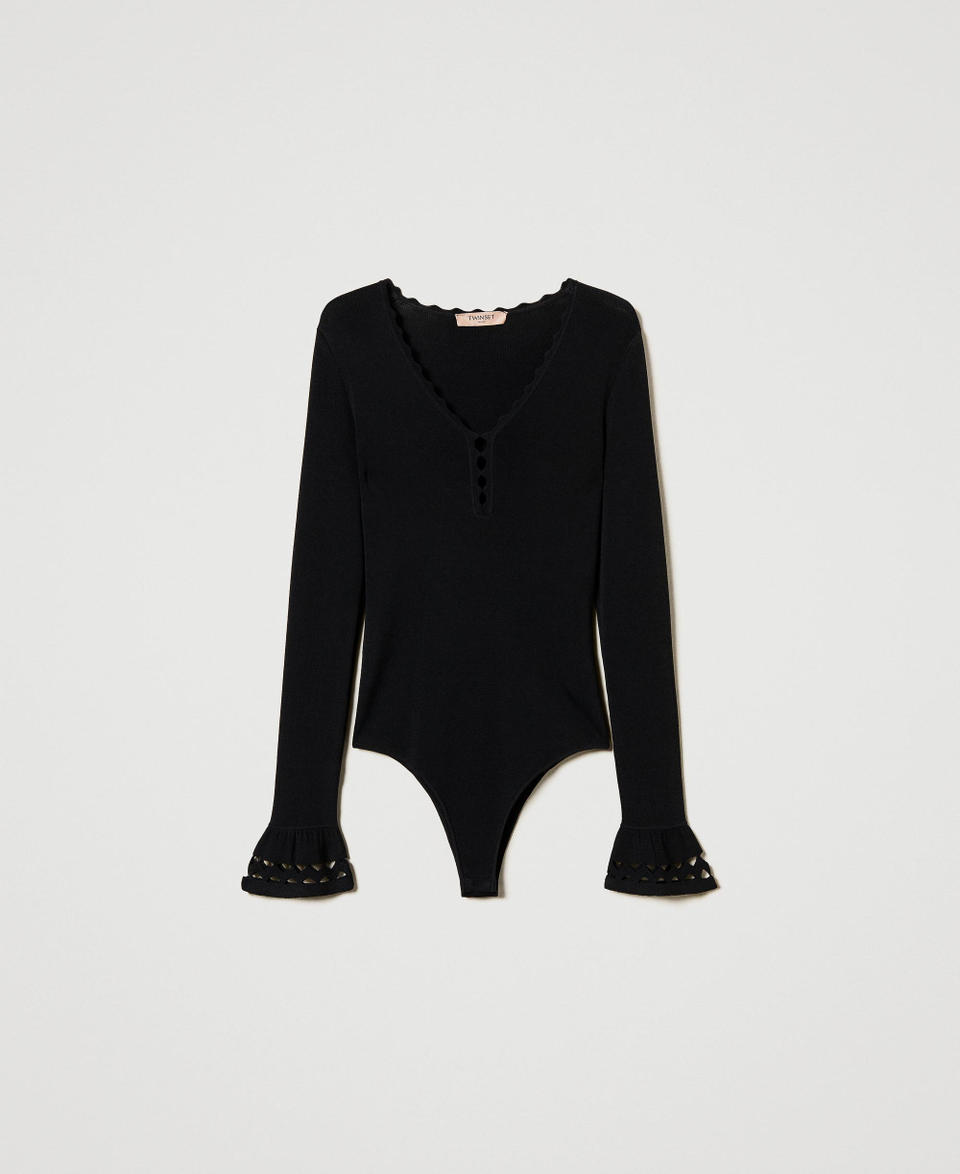 Twin Set Body in maglia con motivo geometrico Nuova