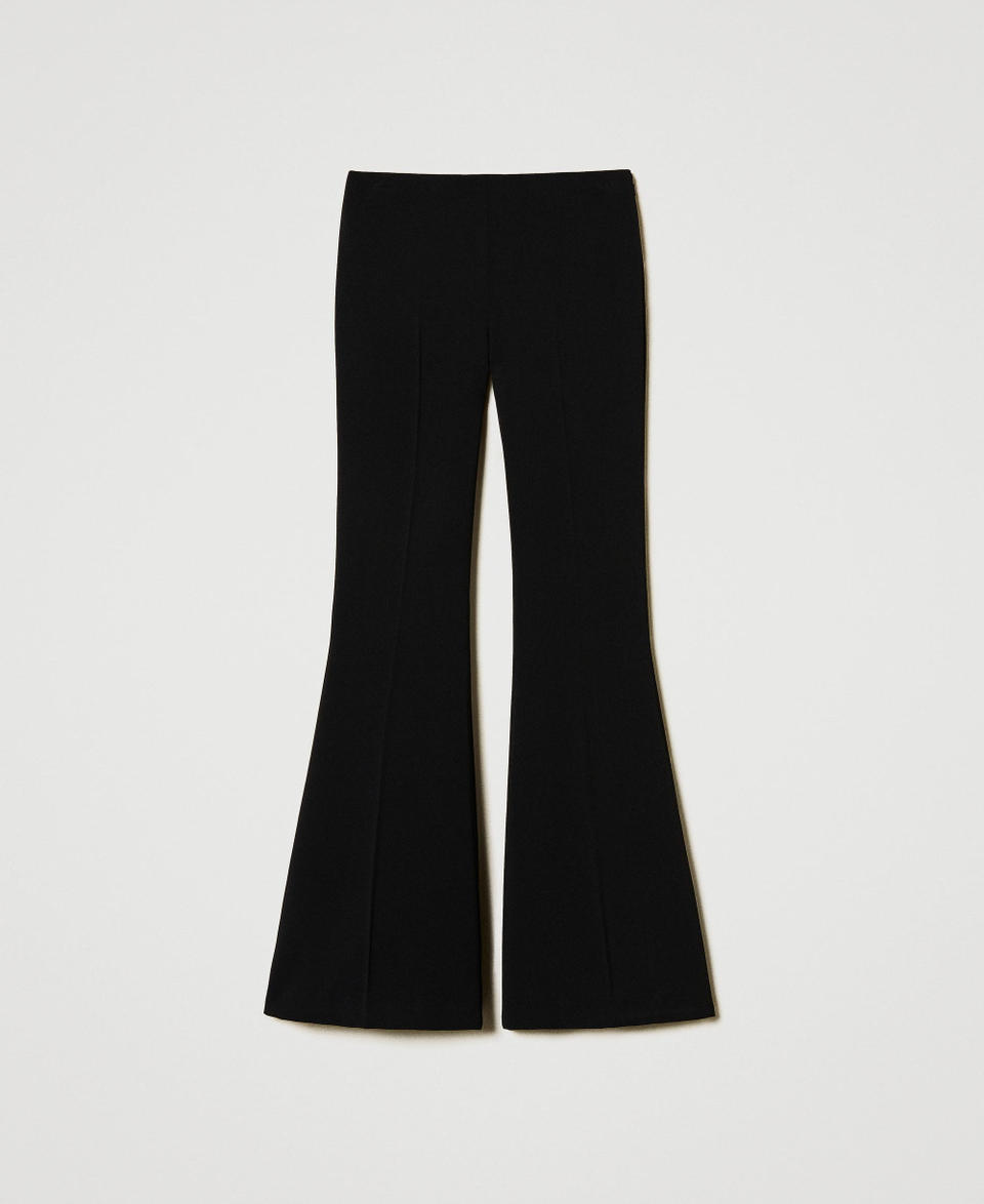 Twin Set Pantaloni flare in crêpe fluido Promozione