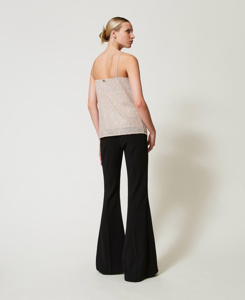 Twin Set Pantaloni flare in crêpe fluido Promozione