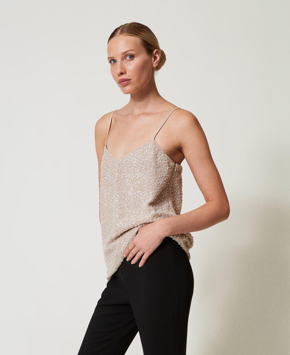 Twin Set Top con paillettes e perle Offerta Pasqua