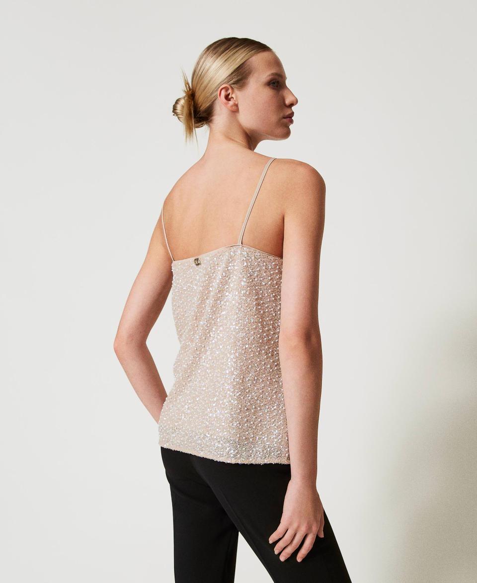 Twin Set Top con paillettes e perle Offerta Pasqua