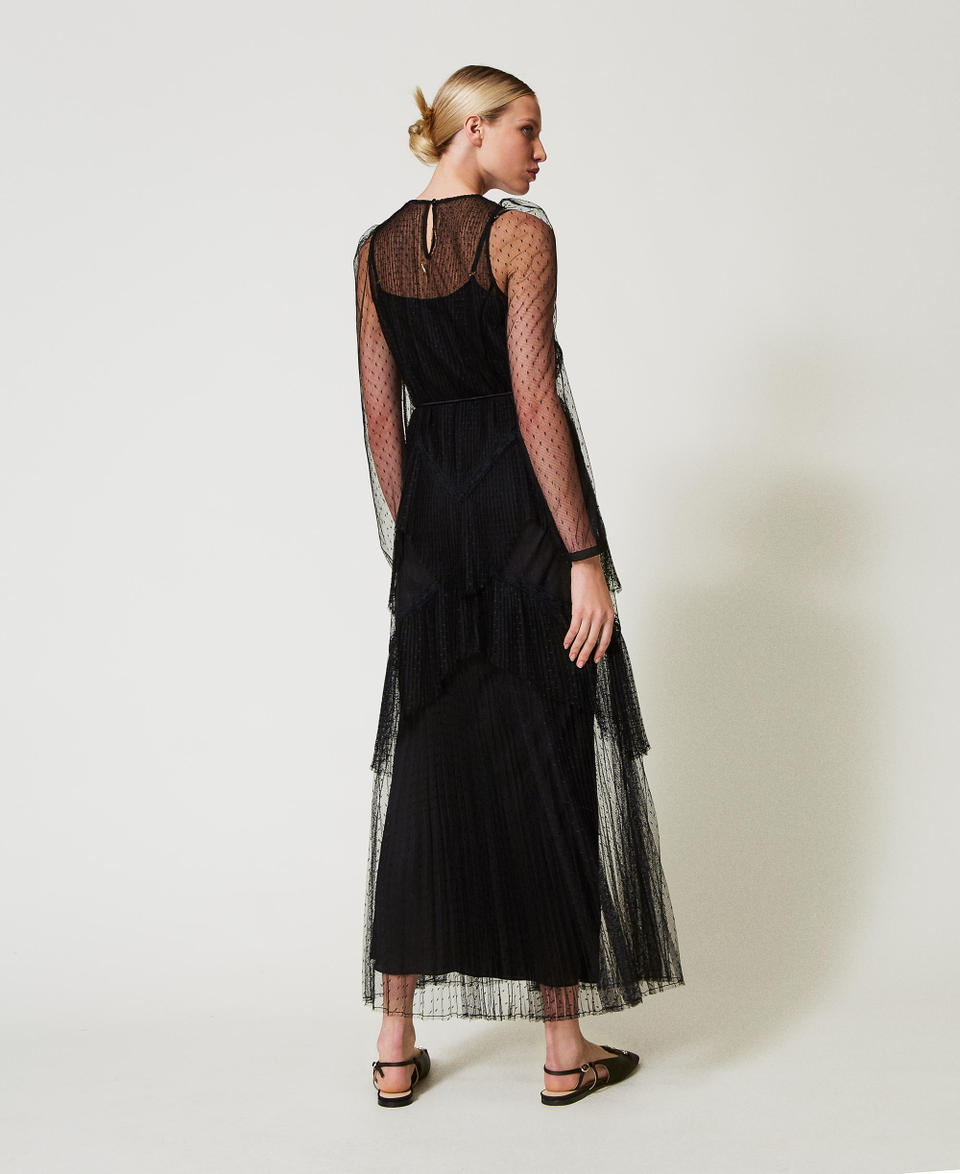 Twin Set Abito lungo in tulle plissé con balze Qualità Garantita