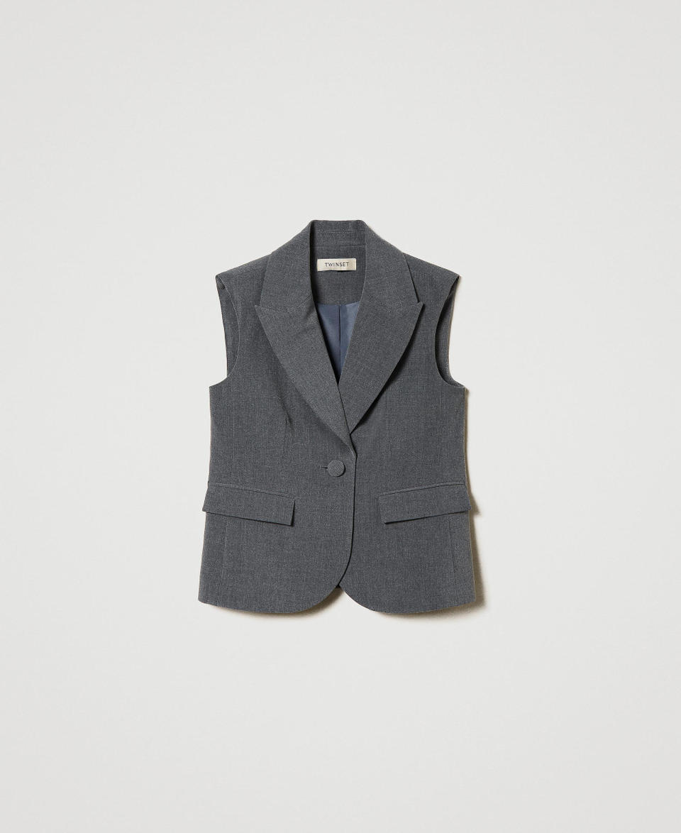 Twin Set Gilet monopetto in flanella Acquista Ora