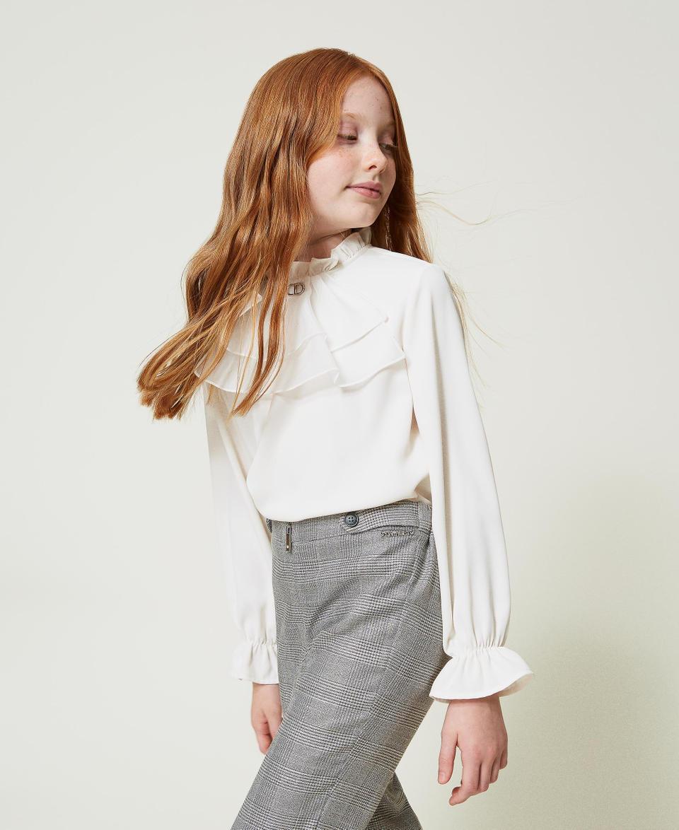Twin Set Blusa in crêpe de Chine con jabot Prezzo Ridotto