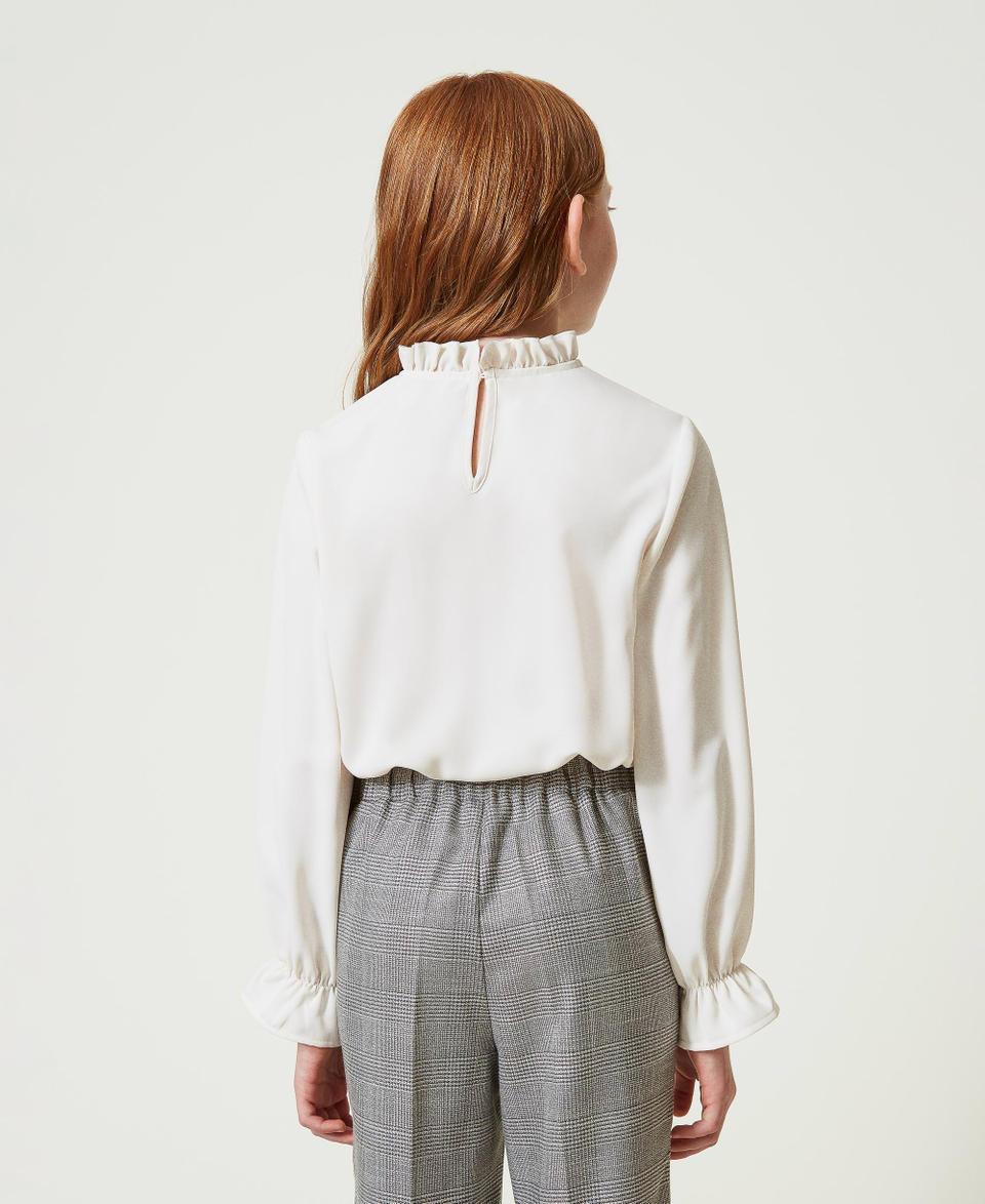 Twin Set Blusa in crêpe de Chine con jabot Prezzo Ridotto