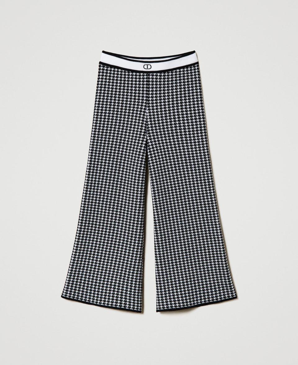 Twin Set Pantaloni in maglia jacquard pied de poule Sottocosto