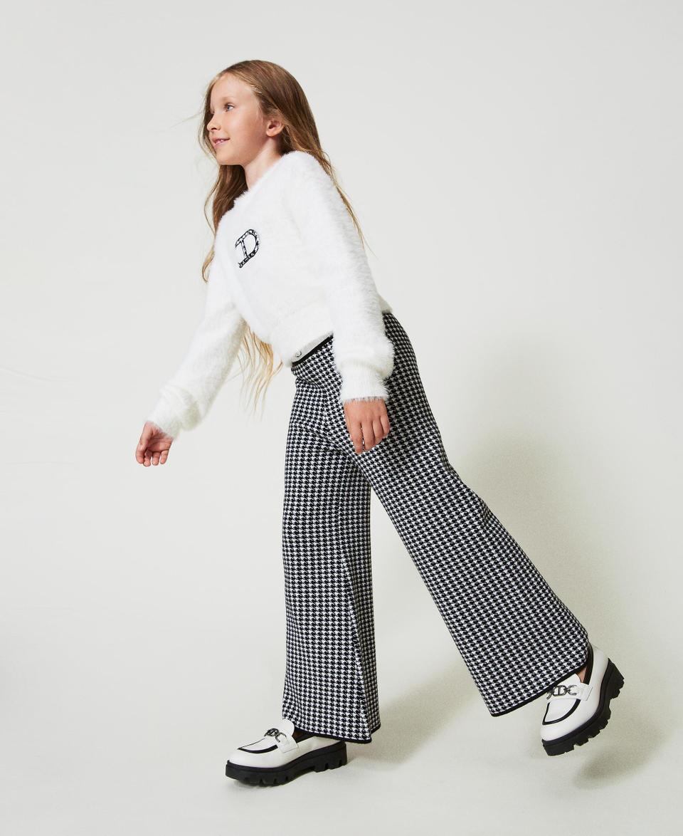 Twin Set Pantaloni in maglia jacquard pied de poule Sottocosto