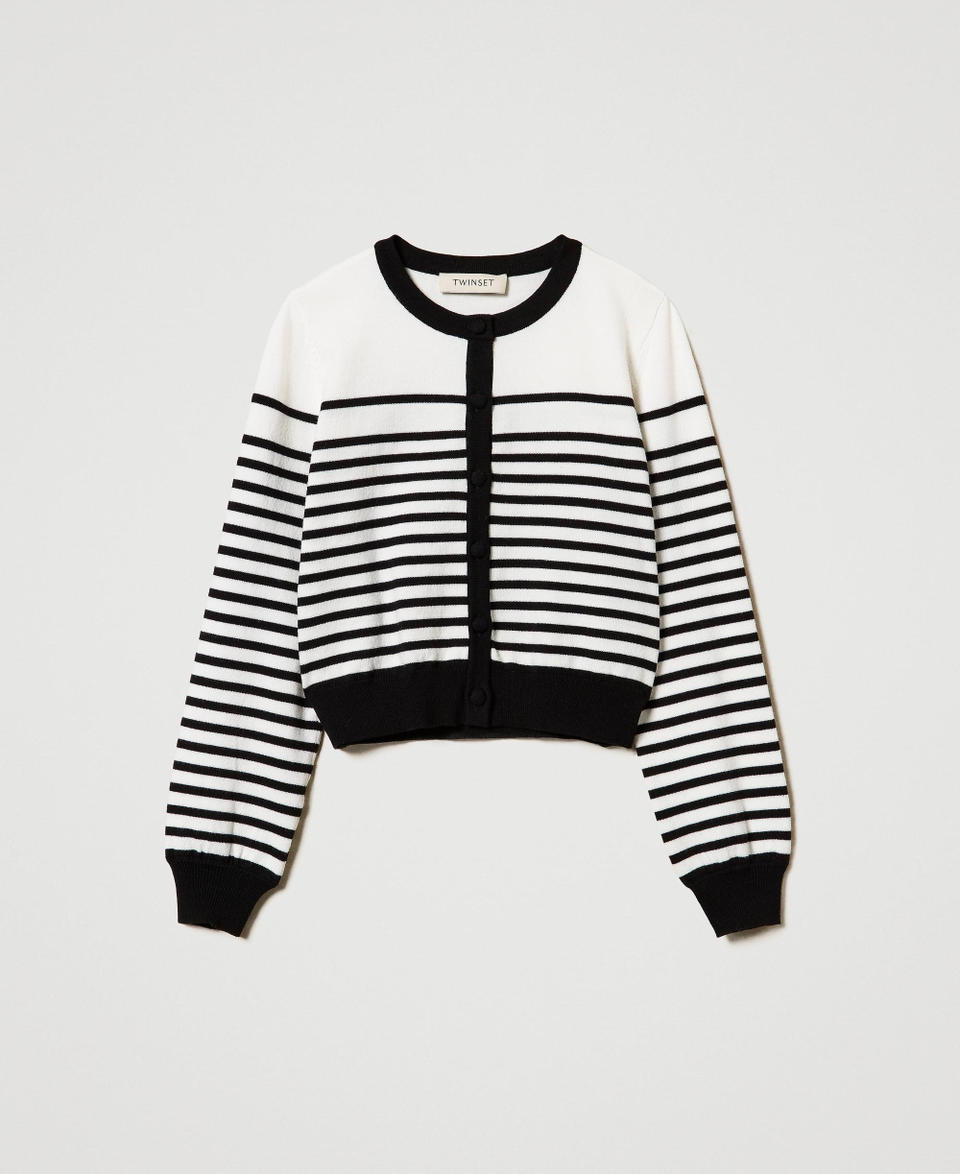 Twin Set Cardigan a righe con logo jacquard Online