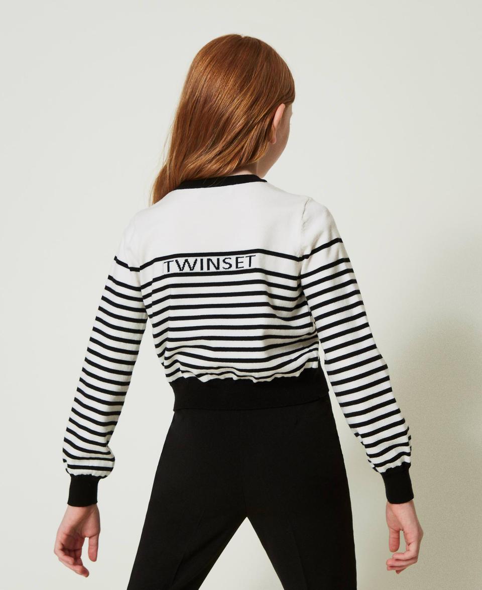 Twin Set Cardigan a righe con logo jacquard Online