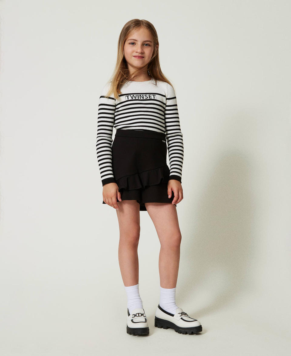 Twin Set Maglia girocollo a righe con logo jacquard Outlet