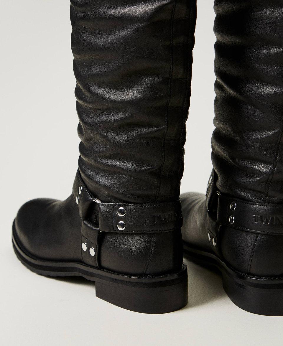 Twin Set Stivali alti 'Darcy' in pelle con cinturini Nuova