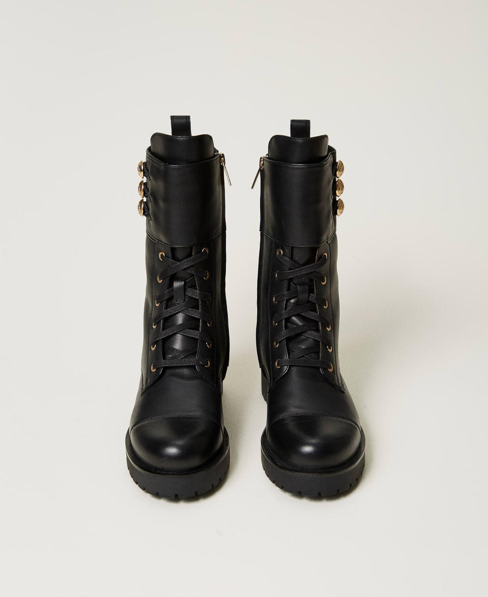 Twin Set Anfibi in pelle con bottoni Italia
