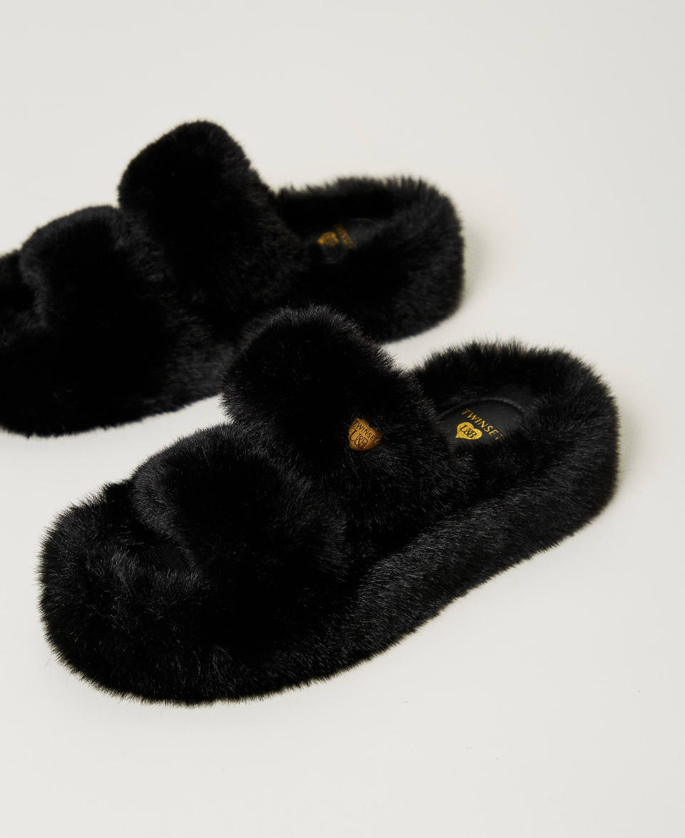 Twin Set Sandali slide in faux fur Qualità Garantita