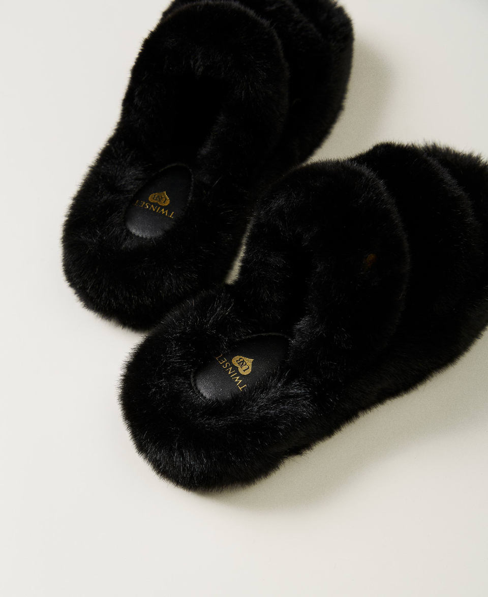 Twin Set Sandali slide in faux fur Qualità Garantita