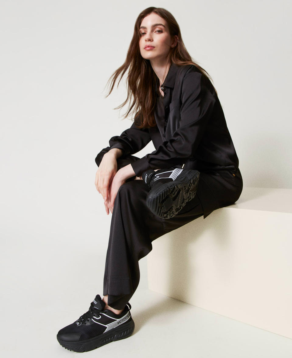 Twin Set Sneakers Fessura a righe con logo a contrasto Economico