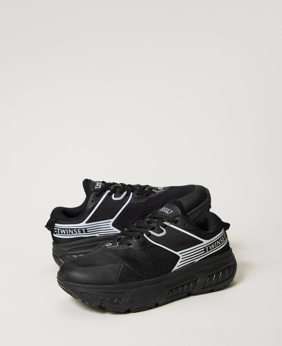 Twin Set Sneakers Fessura a righe con logo a contrasto Economico