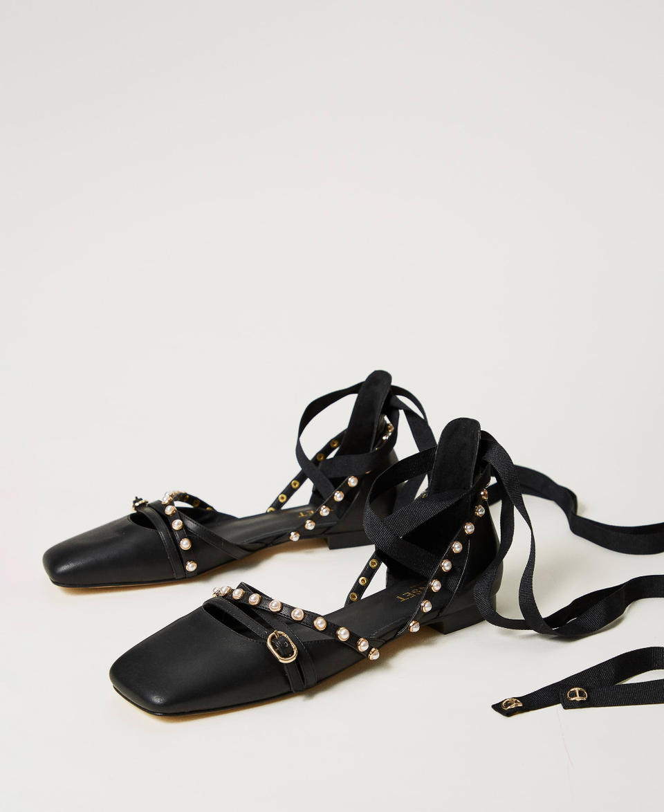 Twin Set Ballerine con perle e nastri Hotsell