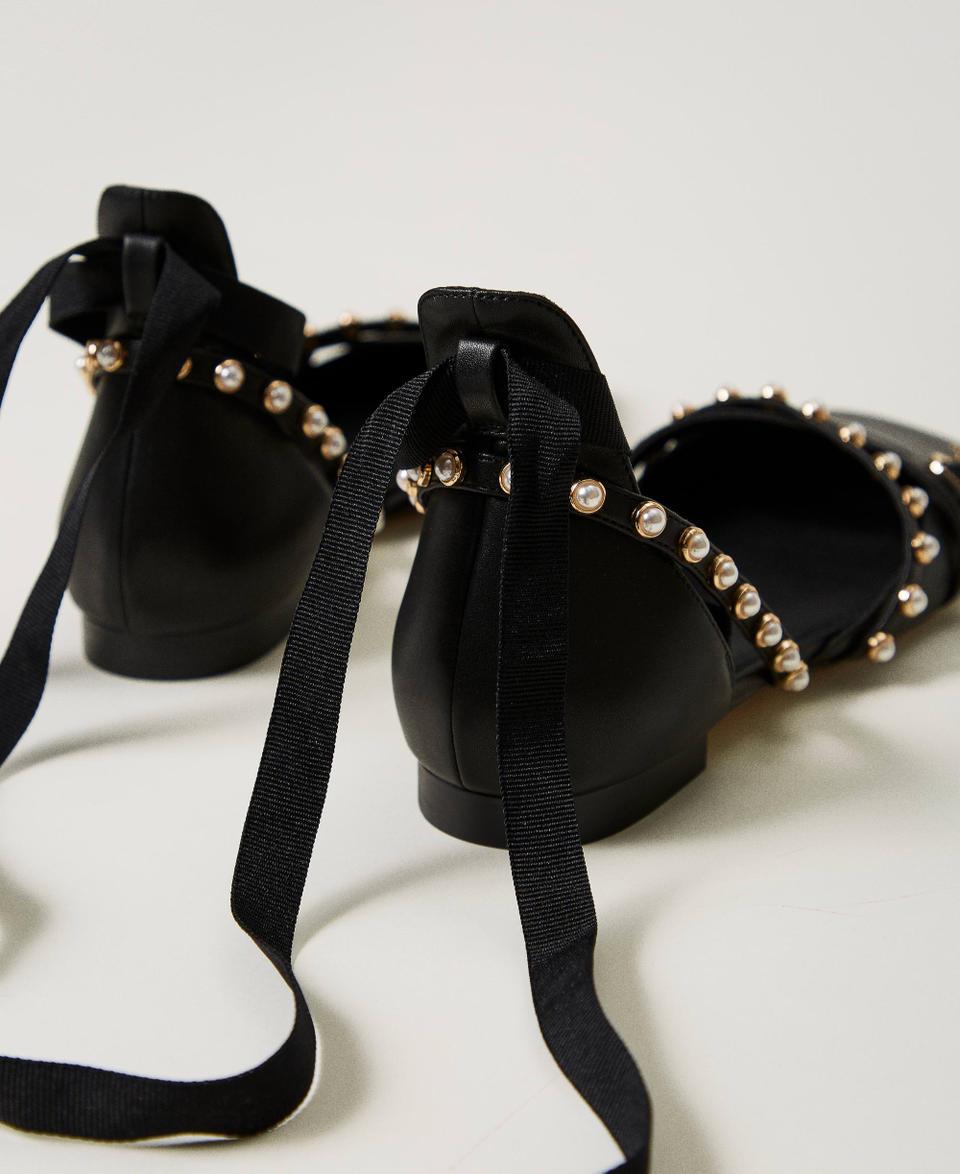 Twin Set Ballerine con perle e nastri Hotsell