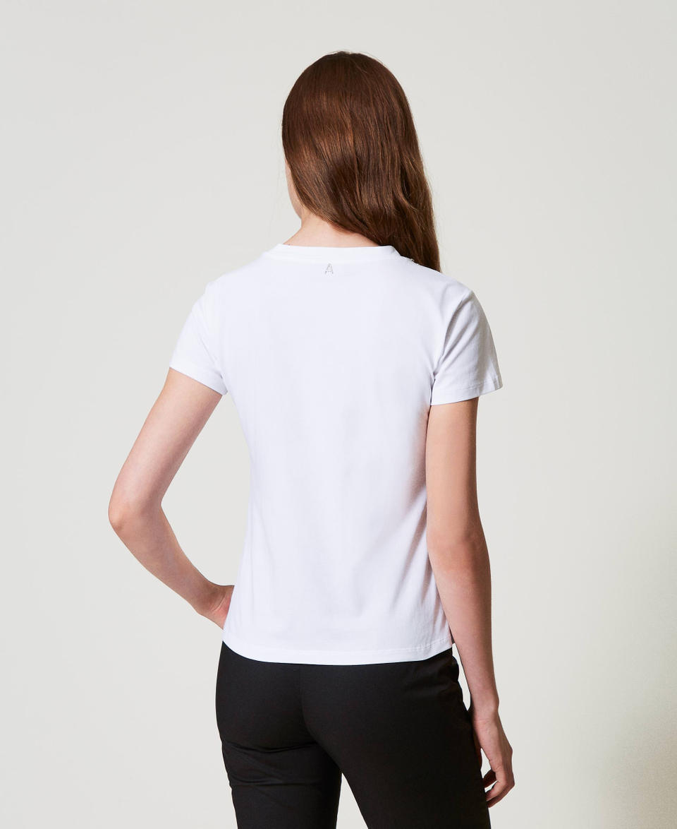 Twin Set T-shirt con ricamo a mano e logo Italy