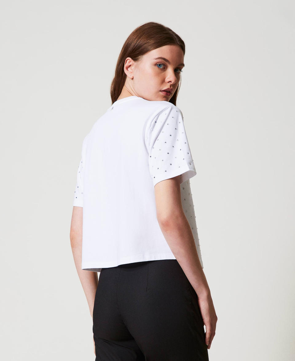 Twin Set T-shirt boxy con strass Italia