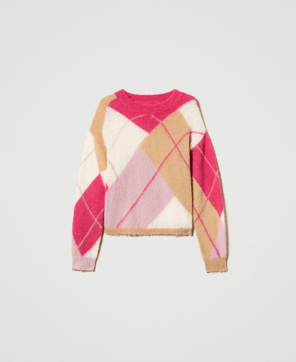Twin Set Maglia jacquard argyle in misto lana Vendita