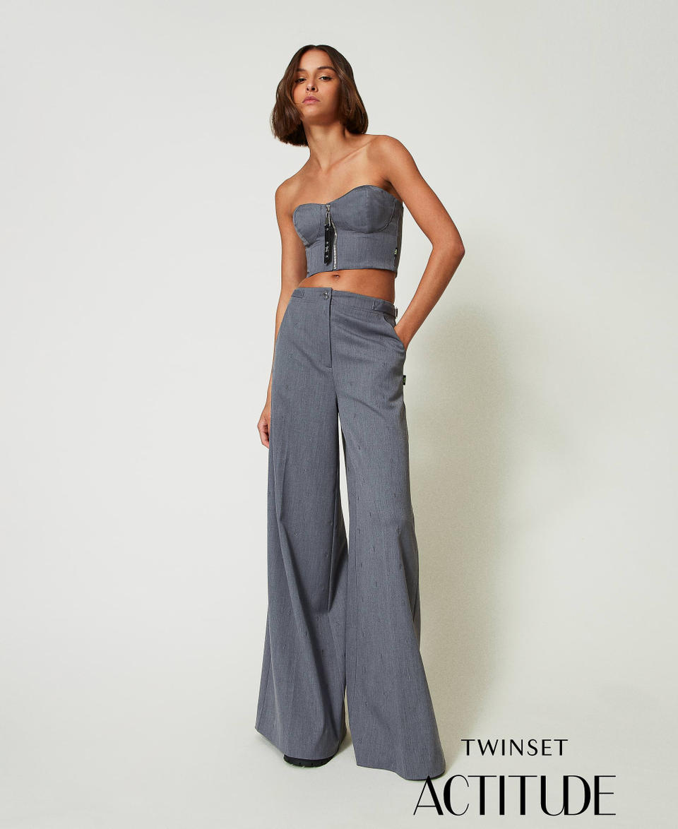 Twin Set Pantaloni a palazzo MYFO con ricamo Promozione