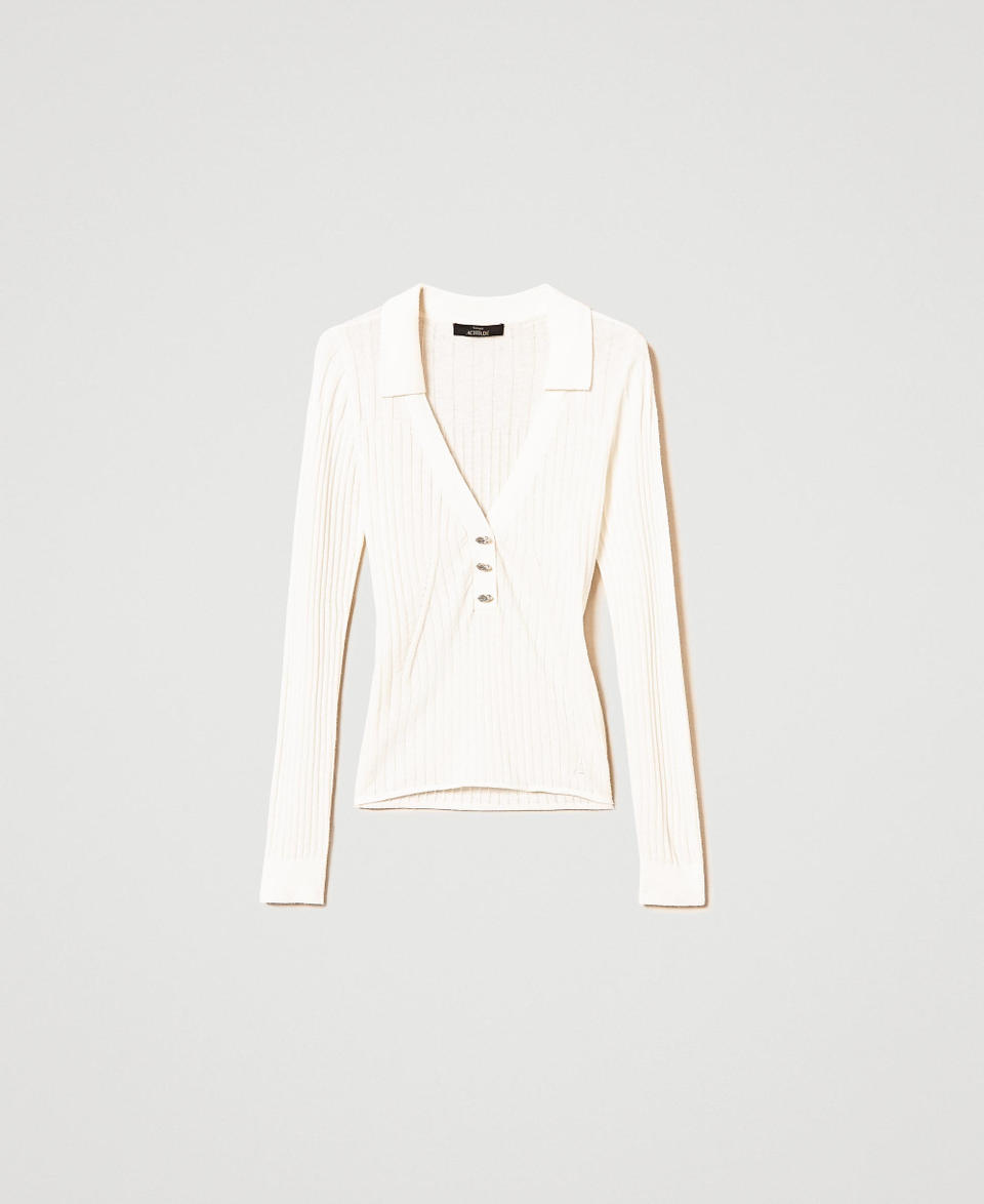 Twin Set Maglia a coste con ricamo Spedizione Gratuita