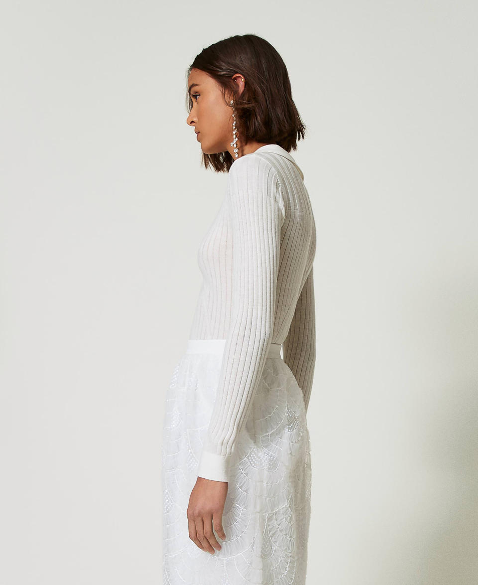 Twin Set Maglia a coste con ricamo Spedizione Gratuita