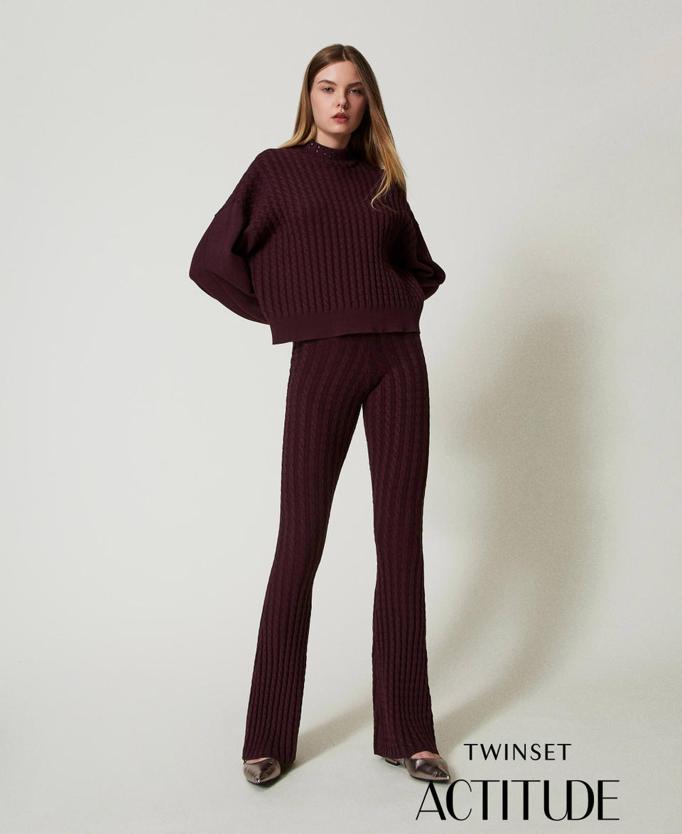 Twin Set Pantaloni flare in maglia a trecce Soddisfazione Garantita