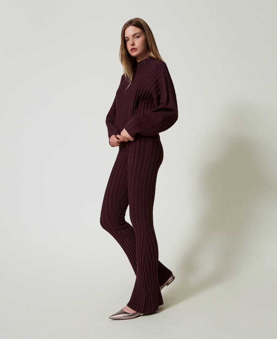 Twin Set Pantaloni flare in maglia a trecce Soddisfazione Garantita