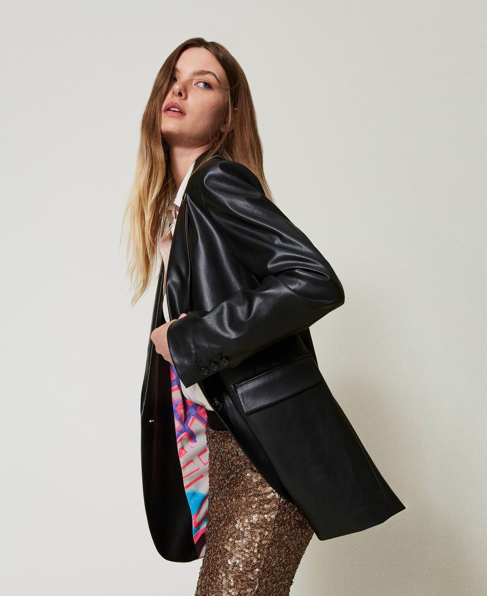 Twin Set Giacca blazer MYFO effetto pelle Vendita Economica