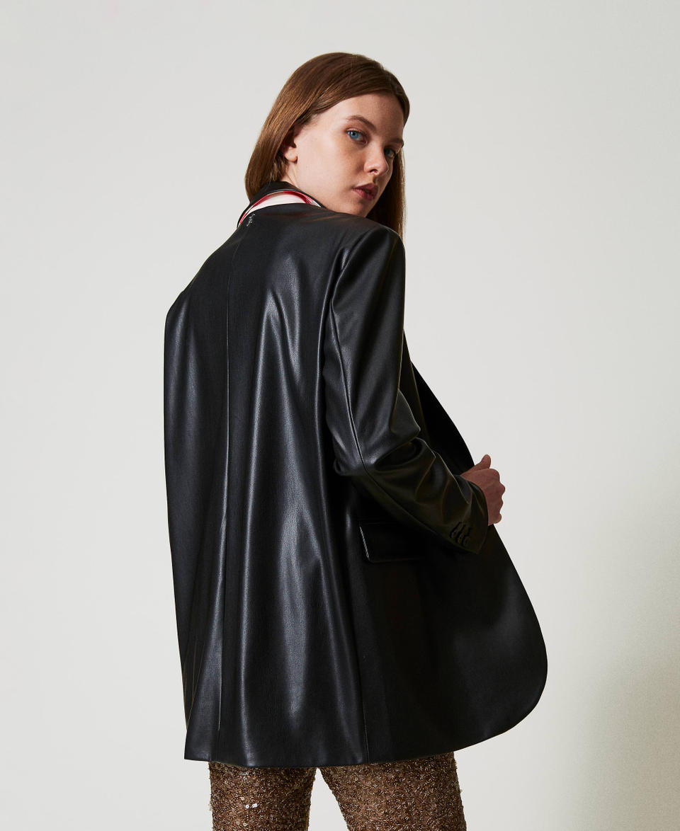 Twin Set Giacca blazer MYFO effetto pelle Vendita Economica