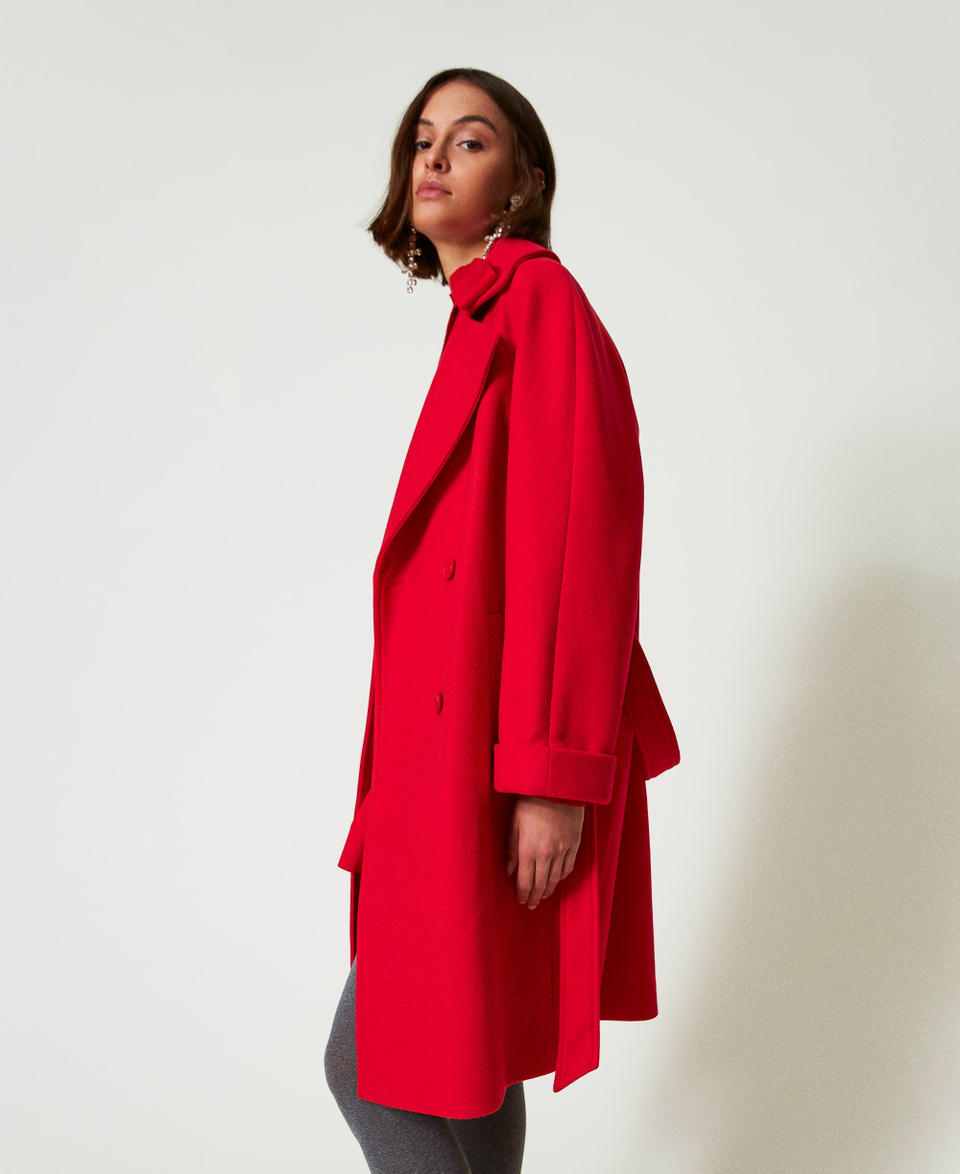 Twin Set Cappotto doppiopetto in panno Saldi Di Fabbrica