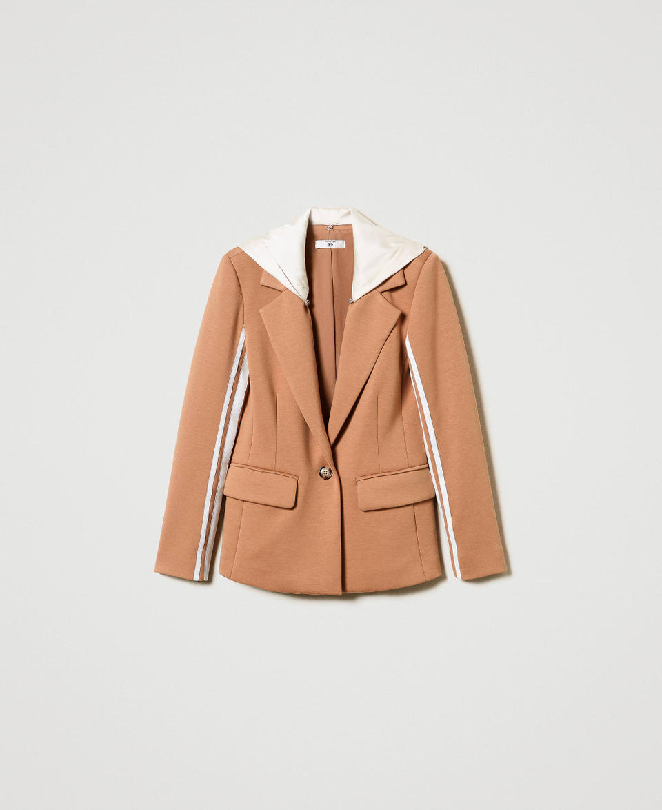 Twin Set Giacca blazer in tessuto scuba con cappuccio Moda