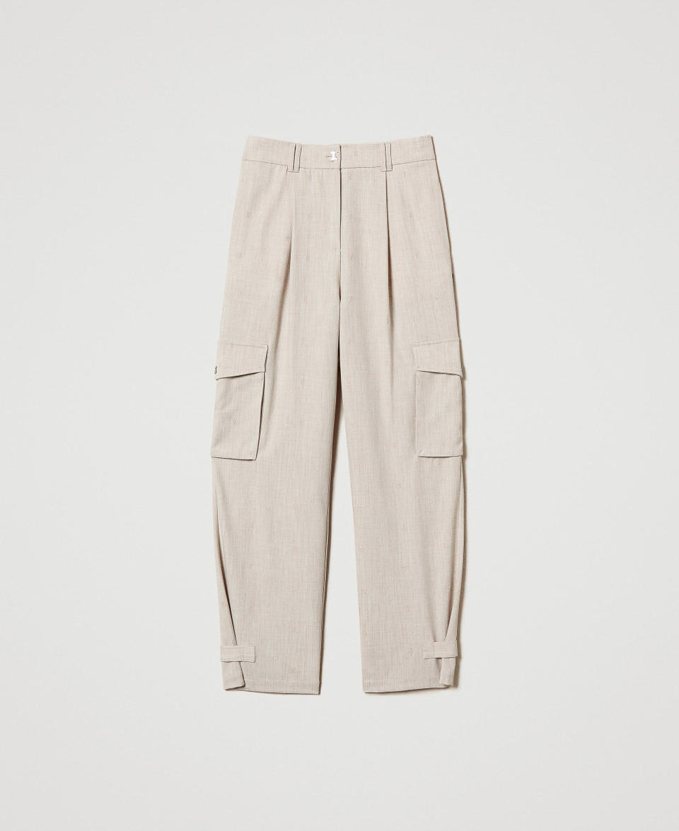 Twin Set Pantaloni cargo MYFO con ricamo Comprare a buon mercato