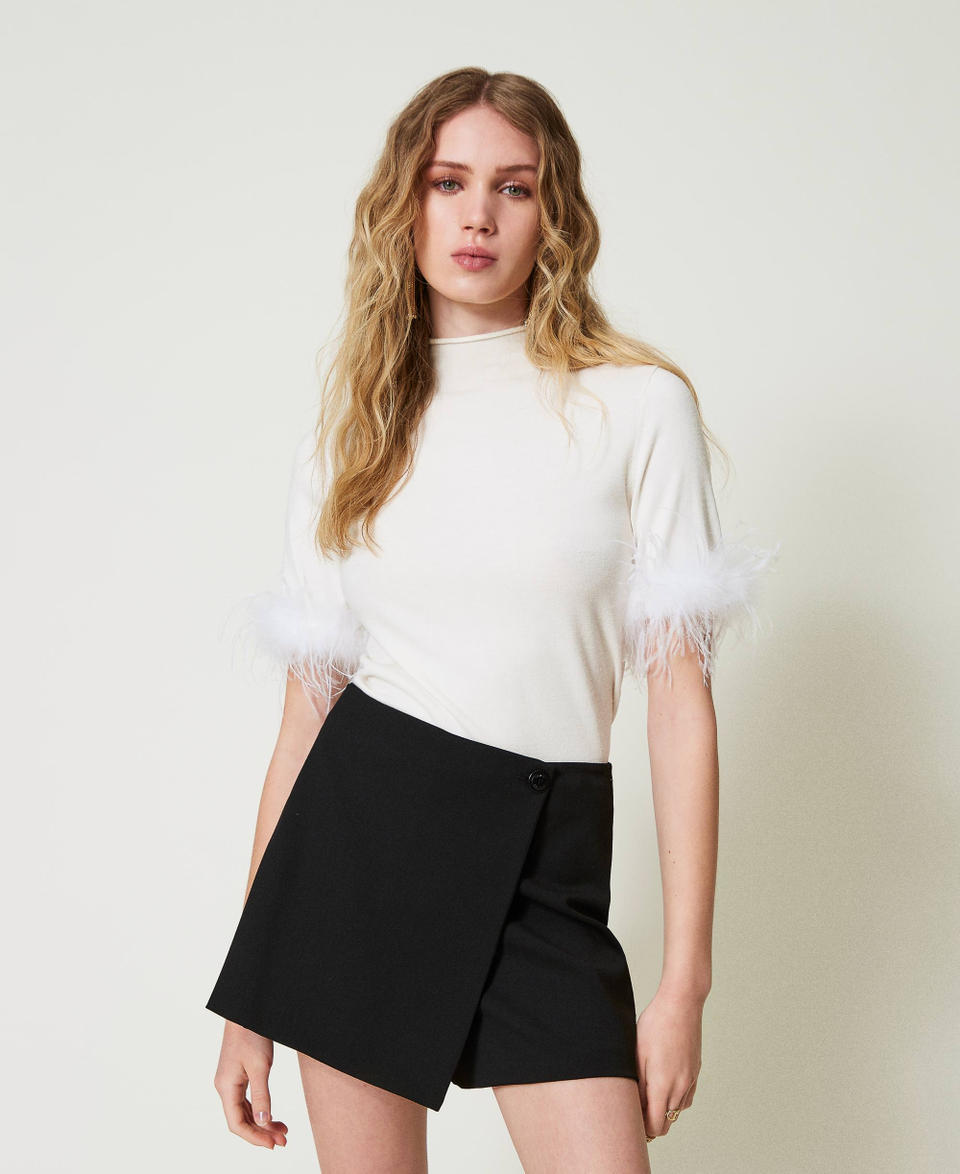 Twin Set Maglia lupetto con piume Grande vendita