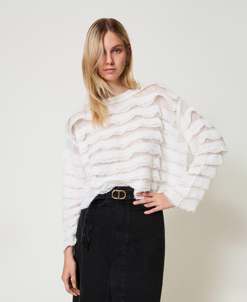 Twin Set Maglia boxy con balze effetto pizzo Flash Sale
