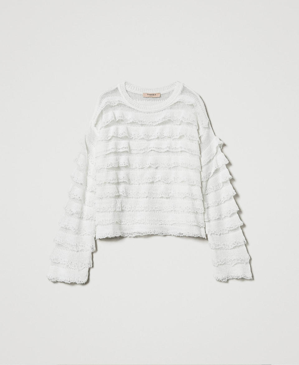 Twin Set Maglia boxy con balze effetto pizzo Flash Sale
