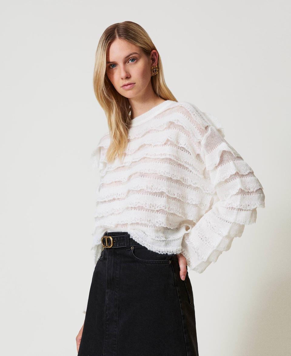 Twin Set Maglia boxy con balze effetto pizzo Flash Sale