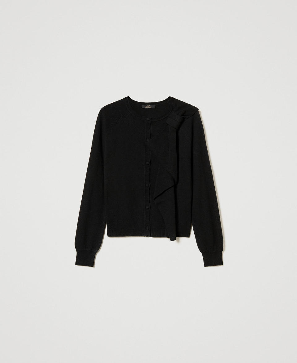 Twin Set Cardigan in misto lana con maxi fiocco Black Friday