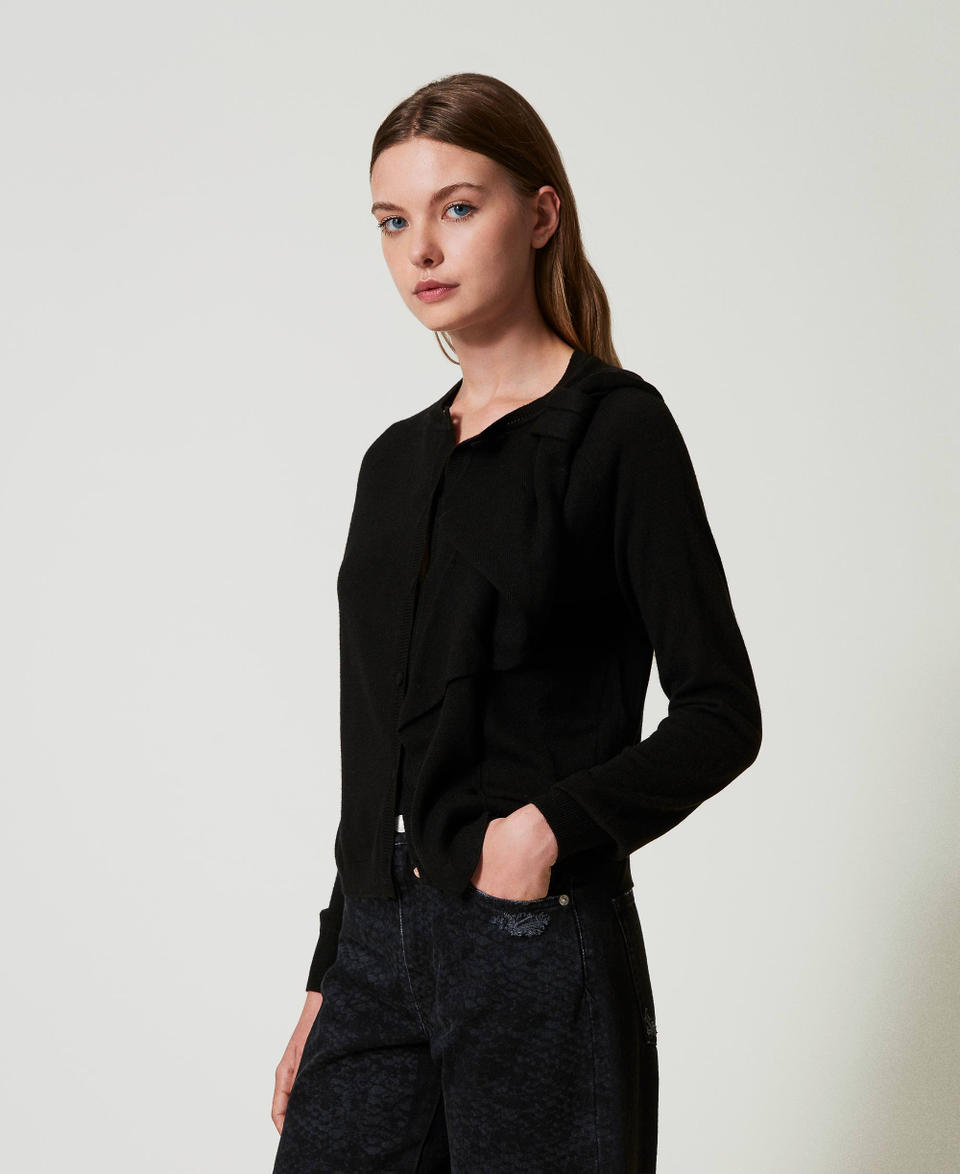 Twin Set Cardigan in misto lana con maxi fiocco Black Friday